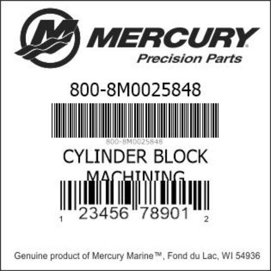 Bar codes for Mercury Marine part number 800-8M0025848