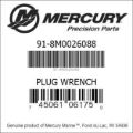 Bar codes for Mercury Marine part number 91-8M0026088