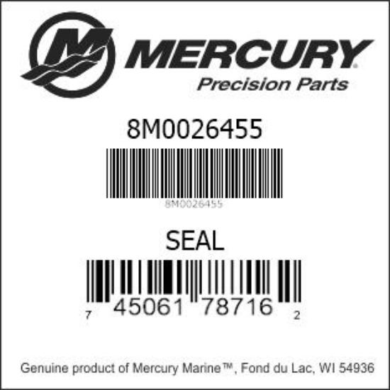 Bar codes for Mercury Marine part number 8M0026455