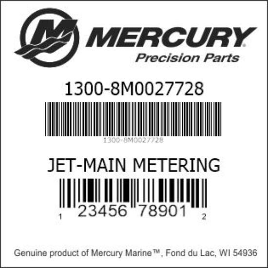 Bar codes for Mercury Marine part number 1300-8M0027728