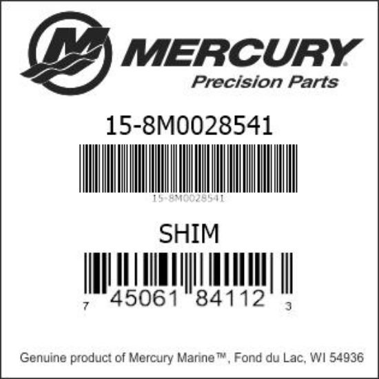 Bar codes for Mercury Marine part number 15-8M0028541