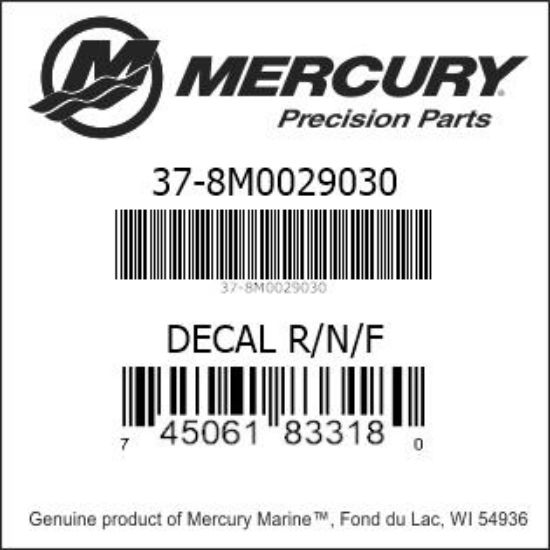 Bar codes for Mercury Marine part number 37-8M0029030