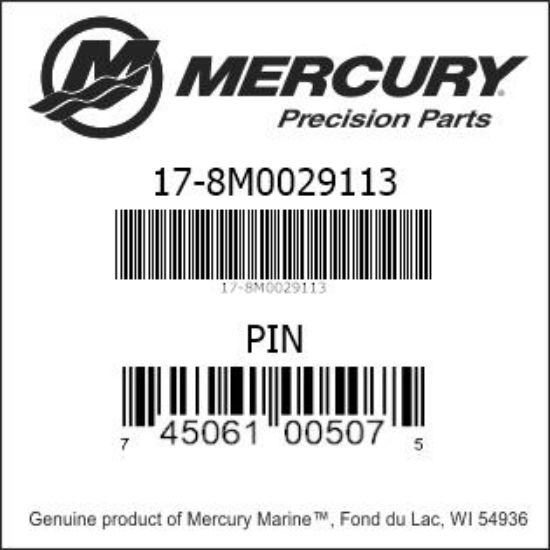 Bar codes for Mercury Marine part number 17-8M0029113