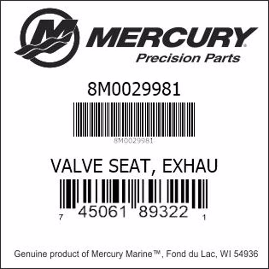 Bar codes for Mercury Marine part number 8M0029981