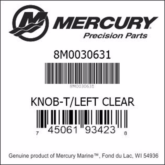 Bar codes for Mercury Marine part number 8M0030631
