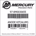 Bar codes for Mercury Marine part number 97-8M0030655