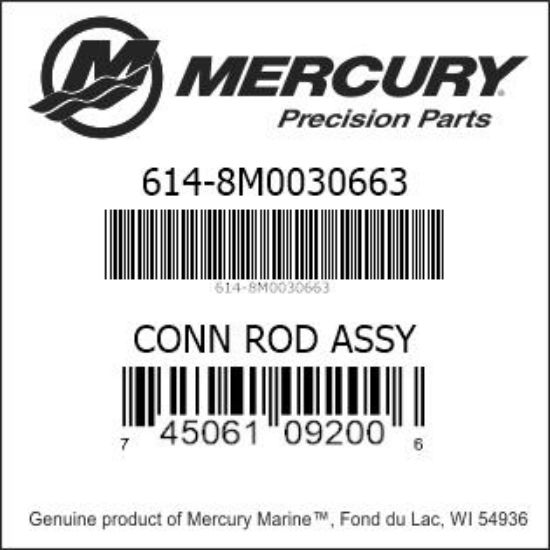 Bar codes for Mercury Marine part number 614-8M0030663