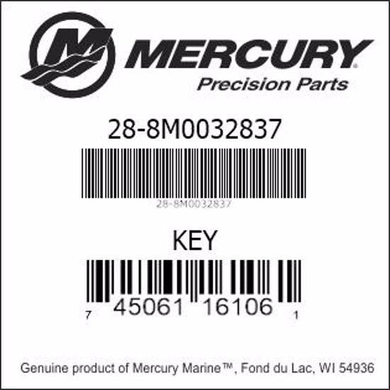 Bar codes for Mercury Marine part number 28-8M0032837
