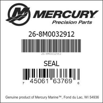 Mercury Marine part number 26-8M0032912 SEAL Bar codes for Mercury Marine part number 26-8M0032912