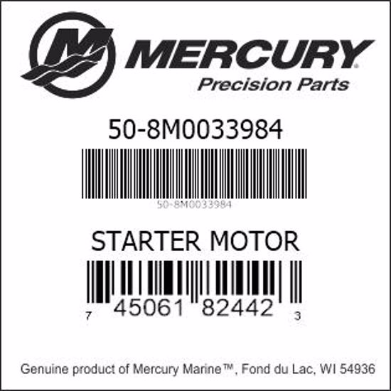 Bar codes for Mercury Marine part number 50-8M0033984