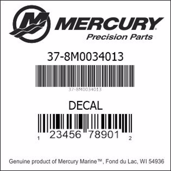 Bar codes for Mercury Marine part number 37-8M0034013