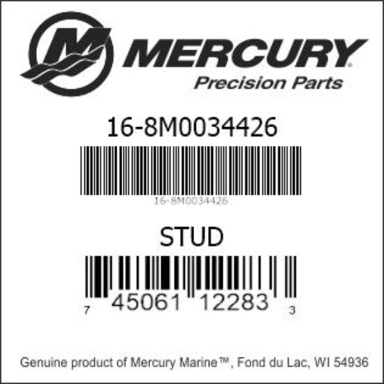 Bar codes for Mercury Marine part number 16-8M0034426