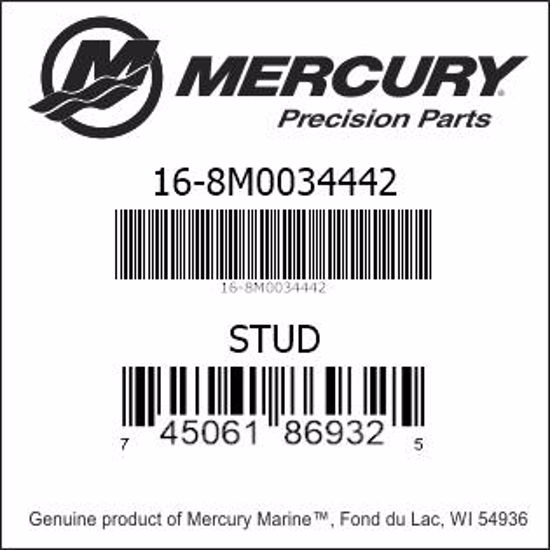 Bar codes for Mercury Marine part number 16-8M0034442