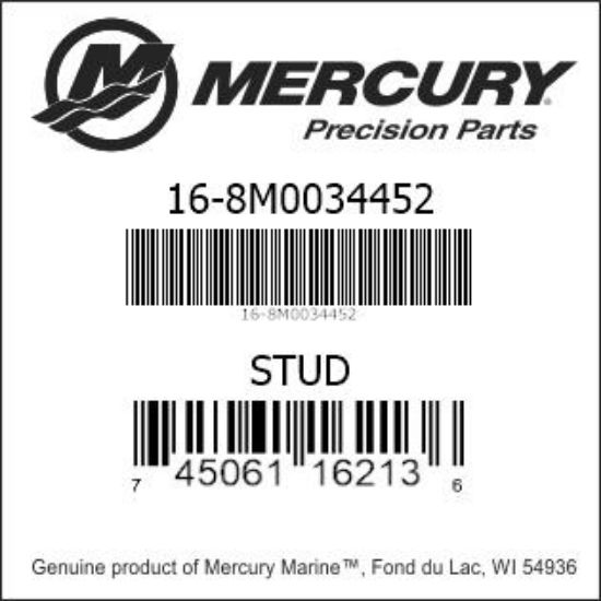 Bar codes for Mercury Marine part number 16-8M0034452