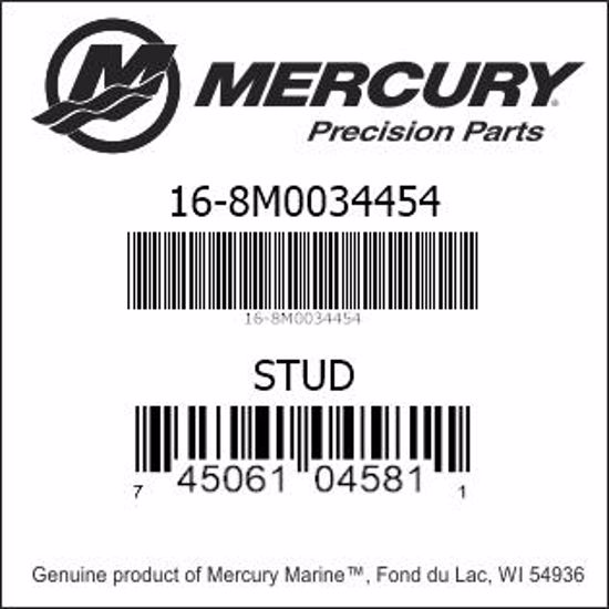 Bar codes for Mercury Marine part number 16-8M0034454