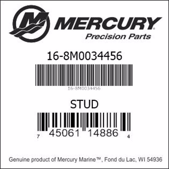 Bar codes for Mercury Marine part number 16-8M0034456