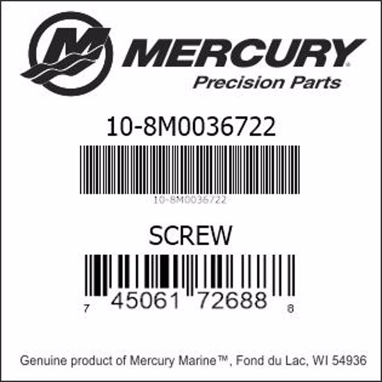 Bar codes for Mercury Marine part number 10-8M0036722
