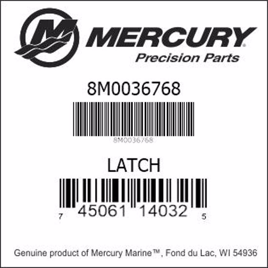 Bar codes for Mercury Marine part number 8M0036768