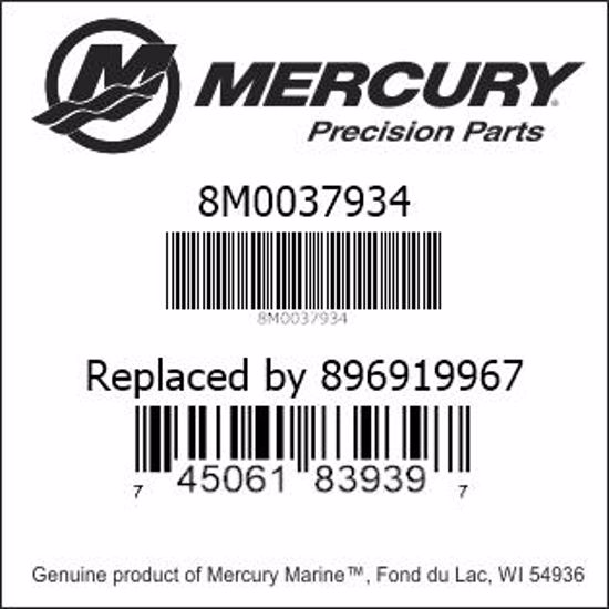 Bar codes for Mercury Marine part number 8M0037934