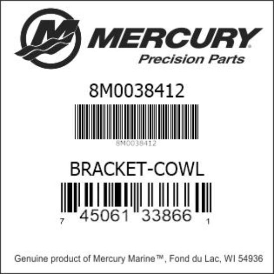 Bar codes for Mercury Marine part number 8M0038412