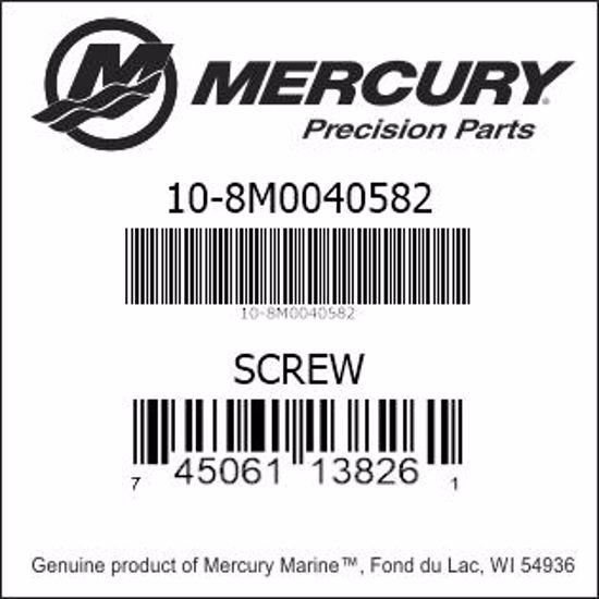 Bar codes for Mercury Marine part number 10-8M0040582