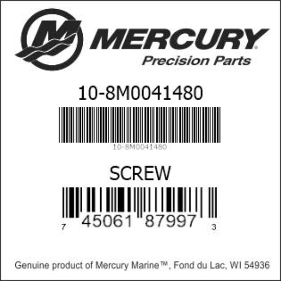 Bar codes for Mercury Marine part number 10-8M0041480