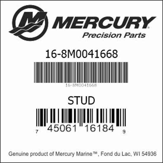 Bar codes for Mercury Marine part number 16-8M0041668