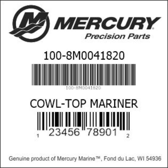 Bar codes for Mercury Marine part number 100-8M0041820