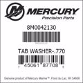 Bar codes for Mercury Marine part number 8M0042130