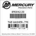 Bar codes for Mercury Marine part number 8M0042130