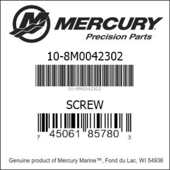 Bar codes for Mercury Marine part number 10-8M0042302