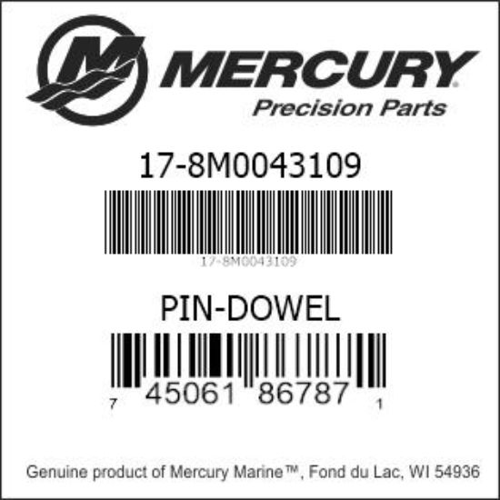 Bar codes for Mercury Marine part number 17-8M0043109