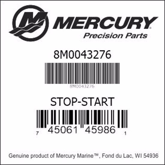 Bar codes for Mercury Marine part number 8M0043276