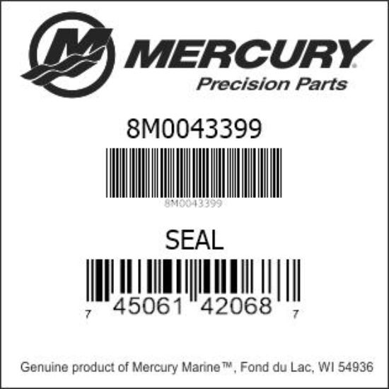 Bar codes for Mercury Marine part number 8M0043399