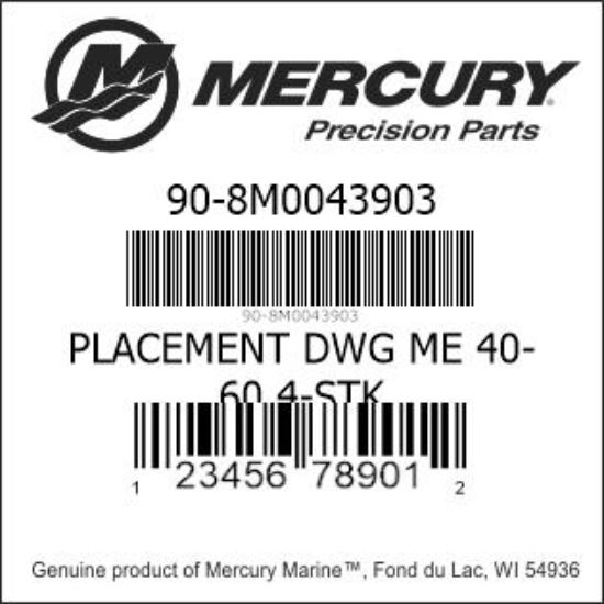 Bar codes for Mercury Marine part number 90-8M0043903
