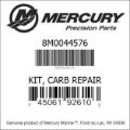 Bar codes for Mercury Marine part number 8M0044576