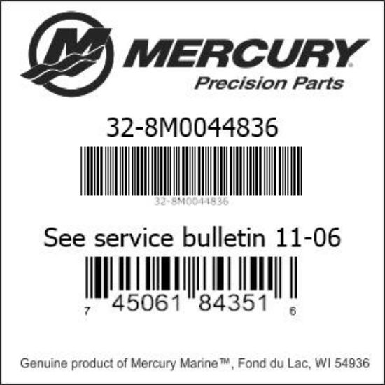 Bar codes for Mercury Marine part number 32-8M0044836