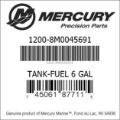 Bar codes for Mercury Marine part number 1200-8M0045691