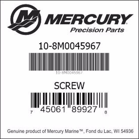 Bar codes for Mercury Marine part number 10-8M0045967