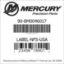 Mercury Marine part number 90-8M0046017 LABEL-NFS-USA Bar codes for Mercury Marine part number 90-8M0046017