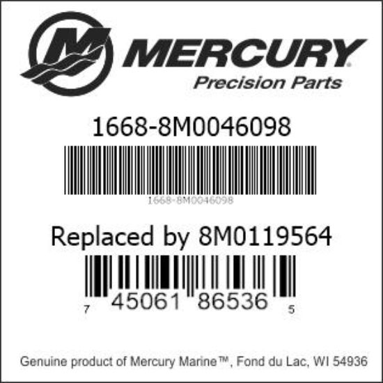Bar codes for Mercury Marine part number 1668-8M0046098