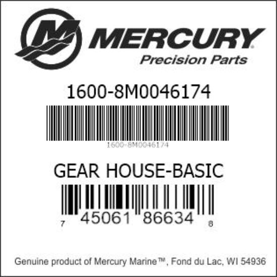 Bar codes for Mercury Marine part number 1600-8M0046174