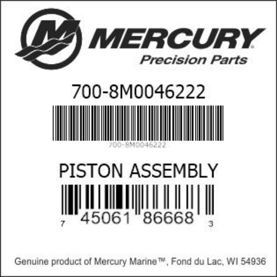 Bar codes for Mercury Marine part number 700-8M0046222