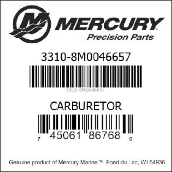 Bar codes for Mercury Marine part number 3310-8M0046657