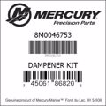 Bar codes for Mercury Marine part number 8M0046753
