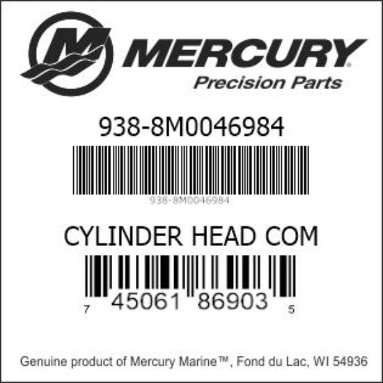 Bar codes for Mercury Marine part number 938-8M0046984