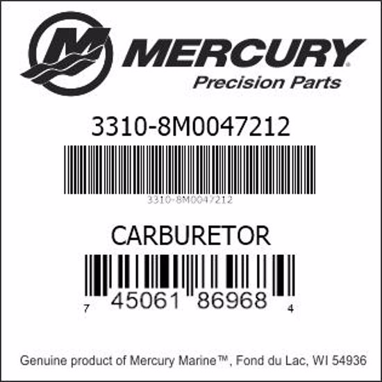 Bar codes for Mercury Marine part number 3310-8M0047212