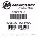 Bar codes for Mercury Marine part number 8M0047216