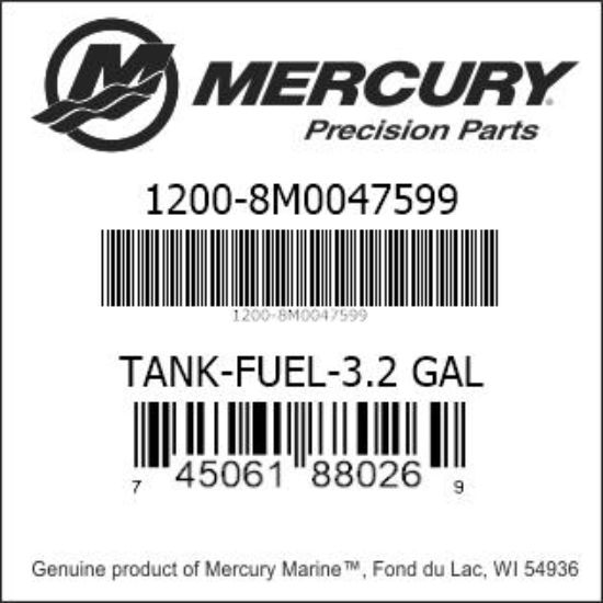Bar codes for Mercury Marine part number 1200-8M0047599
