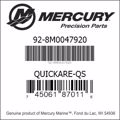 Bar codes for Mercury Marine part number 92-8M0047920